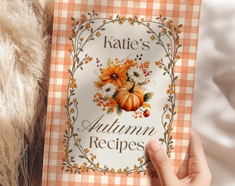 Personalized Recipe Book for Autumn, Custom Gingham Fall Recipe Journal,  Recipe Keepsake, Custom Recipe Book for Bakers