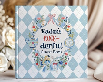 Alice in Wonderland Guest Book, Polaroid Guest Book Alternative, Guest Book Ideas for First Birthday, Personalized 1st Birthday Party Book