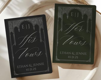 Vow Books for Gothic Wedding with Personalization, His Vows, Her Vows, Customized Vow Book, Bride and Groom Keepsake, Til Death Do Us Part