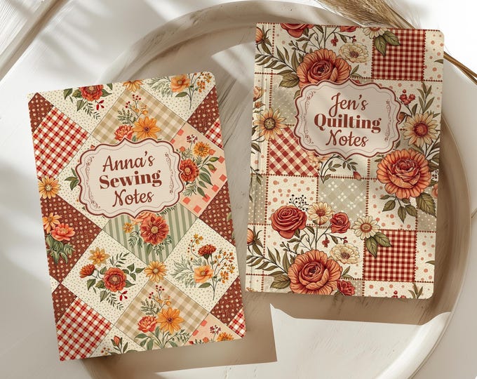 Personalized Patchwork Sewing Book for Quilt Lover, Customized Journal for Seamstress, Sewing Notes for Craft Lover