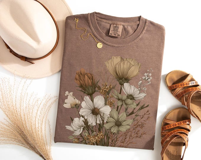 Comfort Colors Autumn Bouquet Shirt: Vintage Floral Tee