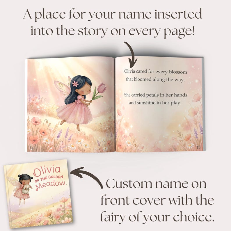 Personalized Children’s Book, Custom Name Book for Baby Girl Gift, Baby Shower Keepsake Gift for Baby Girl, Fairy First 2nd Birthday Gift bild 9