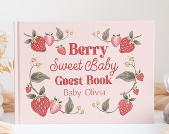Personalized Strawberry Baby Shower Guest Book, Polaroid Guest Book for Berry Sweet Baby Shower