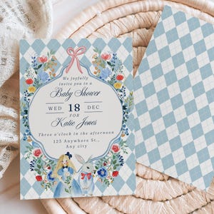 Alice in Wonderland Baby Shower Invitation: Editable Canva Template (Digital Download)