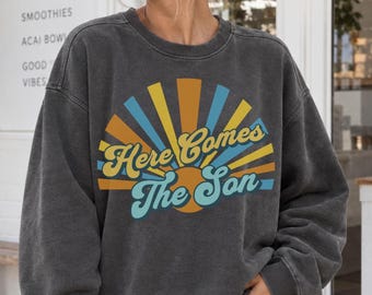 Here Comes the Son Gender Announcement Sweatshirt, Pregnancy Reveal Comfort Colors Shirt, Its a Boy Maternity Shirt for New Mom Gift