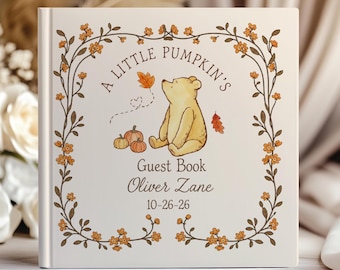 Little Pumpkin Personalized Baby Shower Guest Book, Winnie the Pooh Polaroid Guest Book Alternative, Classic Pooh Hundred Acre Wood