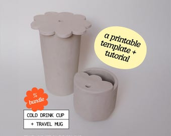 陶器のテンプレートを使ったトラベルマグの作り方：粘土で作るキープカップの作り方（印刷可能なPDFパターン）