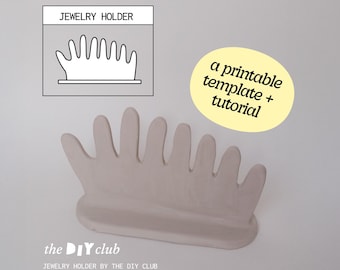 Pottery Key Holder Template: DIY Ceramic Hand Jewelry Ring Stand (PDF Pattern & Tutorial)
