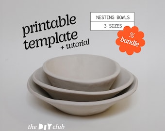Nesting Bowls Pottery Template: Clay Tableware Set (DIY Ceramics Tutorial + printable PDF Pattern)