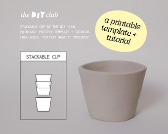 Cup Pottery Template: Stackable Coffee Mug (DIY Ceramics Tutorial + printable PDF Pattern)