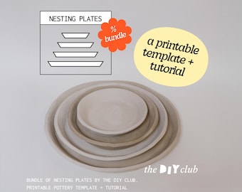 Pottery Template Nesting Plates: Clay Tableware Set (DIY Ceramics Tutorial + printable PDF Pattern)