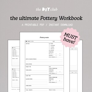 Pottery Workbook + Journal: Ceramic Art Project Tracker (Digital Download)