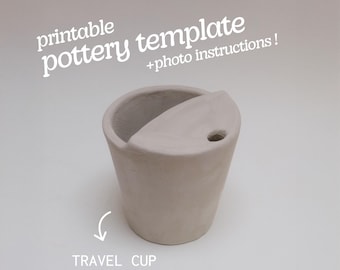 陶器製トラベルマグのテンプレート：写真付きチュートリアル付きDIYスラブカップ（PDFパターン）