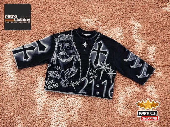 Men's Streetwear T-Shirt | Retro Tie Dye Cross | Oversized Cropped Graphic Top | Stylish Three Quarter Sleeve | Loose Fit Style