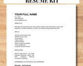 Resume Template for Teen with No Experience | First Job Application Kit | High School Student Printable