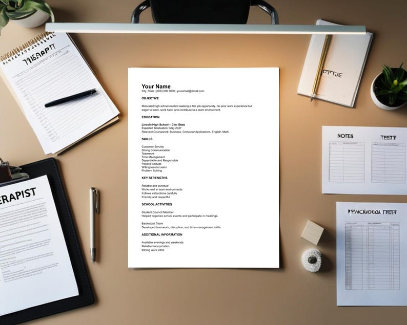 Student Resume Template Canva | High School First Job Resume | Editable ...