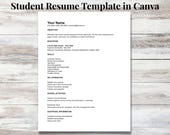 Student Resume Template Canva | First Job Resume | Beginner Resume Template | No Experience CV Download