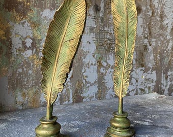 Decoratieve bladsculptuur | Modern, op de natuur geïnspireerd bladstandbeeld voor woondecoratie | Elegant botanisch accent