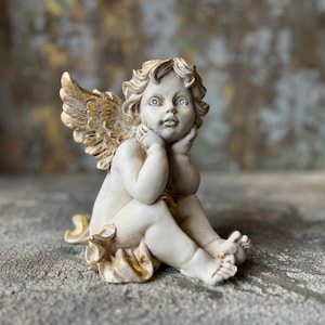 Vintage Decorative Angel Sculpture Figurine, Elegant Cherub Statue, Vintage Angel Decor, Spiritual Home Accent, Gift Idea