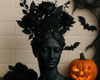 Escultura de busto de Helena de edición limitada: decoración gótica para el hogar pintada a mano