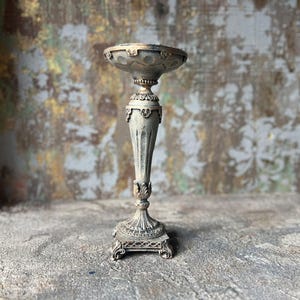 Hand-Painted Vintage Decorative Candlestick – Elegant Polyester Candle Holder, Antique Style Accent