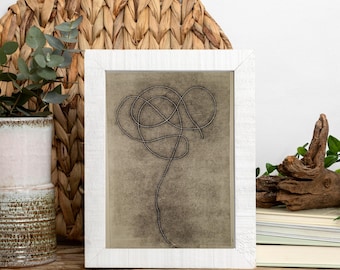 Monotype rose en cordelette