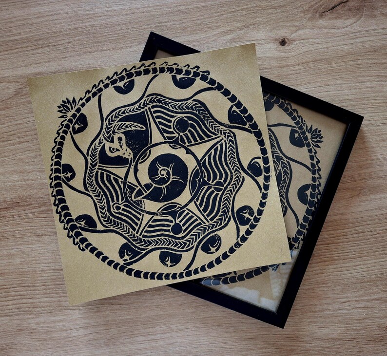Round Linocuts Round Linocut Print - Etsy
