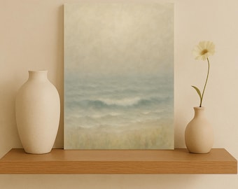 Coastal Canvas Print: Minimalist Seascape, Foggy Horizon