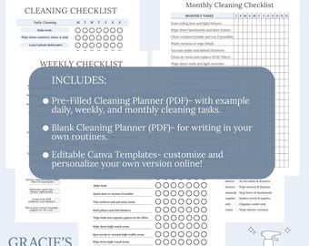 ADHD Cleaning Planner | Daily, Weekly, Monthly Schedule (Editable Canva Template)