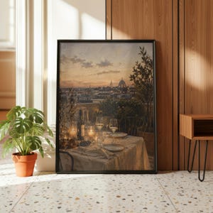 Italian Kitchen Wall Art, Rooftop Dinner Poster, Romantic Europe Print, Tuscany Inspired Decor imagem 11
