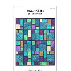 Beach Glass Quilt Pattern Uses 10.5" Squares and Fabric Fat Quarters~ Tropical Quilt Pattern Throw Twin or Queen Size FFQ034