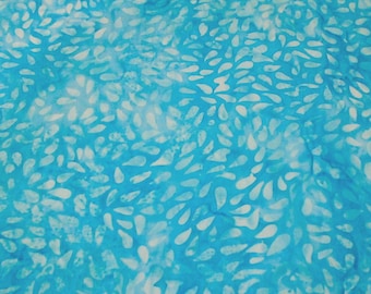 Water Droplets Turquoise Fabric By The Yard Island Batik Hand-Dyed Cotton Blue Coastal Beach Ocean Currents Tossed Seeds Quilting Sewing