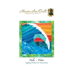 Quilt Pattern Ocean Wave Tropical Beach Surf Raw Edge or Applique~ PDF Digital Download