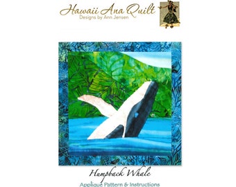 Quilt Pattern Humpback Whale Hawaii Raw Edge or Needle Turn Applique~ PDF Digital Download