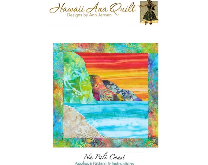 Quilt Pattern Hawaiian Na Pali Coast Kauai Beach Mountains Raw Edge or Needle Turn Applique~ Online PDF Digital Download