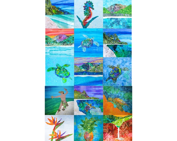 Hawaii Ana Quilt Tropical Beach Retired Designs Your Choice of 10.5" Fabric Quilt Square~ Some In Stock, Custom Printing Available