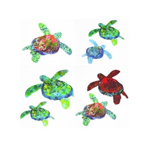 Tropical Sea Turtle Iron On Fabric Applique with Fusing Hawaiian Honu image 2