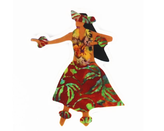 Hawaiian Hula Dancer Beach Sticker Hydro Flask Car Decal ~ Hula Dancer Laptop Notebook Sport Water Bottle Cup Mug Weatherproof