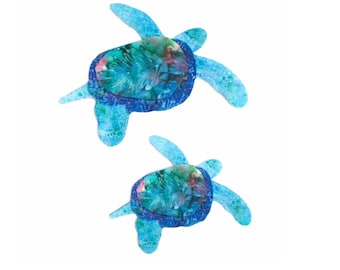 Tropical Sea Turtle Iron On Fabric Applique with Fusing Hawaiian Honu