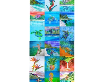 Hawaii Ana Quilt Tropical Beach LIMITED Designs Your Choice of 10.5" Fabric Quilt Square In Stock