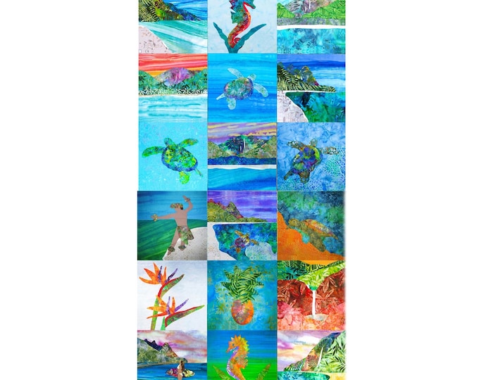 Hawaii Ana Quilt Tropical Beach LIMITED Designs Your Choice of 10.5" Fabric Quilt Square In Stock