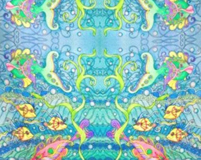 Fantasy Fish Ocean Fabric By The Yard I Spy Mirror Repeat Tropical Under The Sea Girls Water Bubbles Whimsical Waves