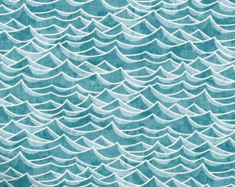 Coastal Green Ocean White Waves Fabric Fat Quarter~ Tropical Beach Ocean Water Surf Seaside Fabric Quilt Panel FQ