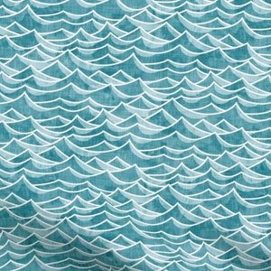Coastal Green Ocean White Waves Fabric Fat Quarter~ Tropical Beach Ocean Water Surf Seaside Fabric Quilt Panel FQ