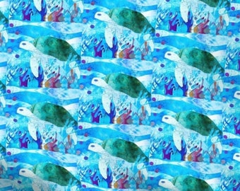 Sea Turtles Coral Reef Ocean Waves Air Bubbles Fabric Fat Quarter~ Tropical Sea Turtle Cotton Fabric Adult or Kids FQ