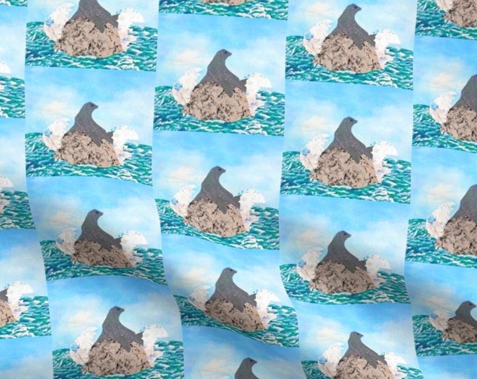 Sea Lion Chillin' on Rock Ocean Fabric FQ ~ Seal Coastal Seaside Beach Blue Skies Kids Under the Sea Fabric Fat Quarter