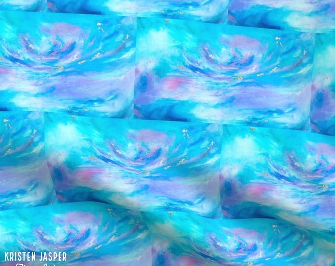 Serene Ocean Water Tropical Beach Blue Aqua Turquoise Purple Fabric Fat Quarter~ Ocean Water Cotton Fabric FQ