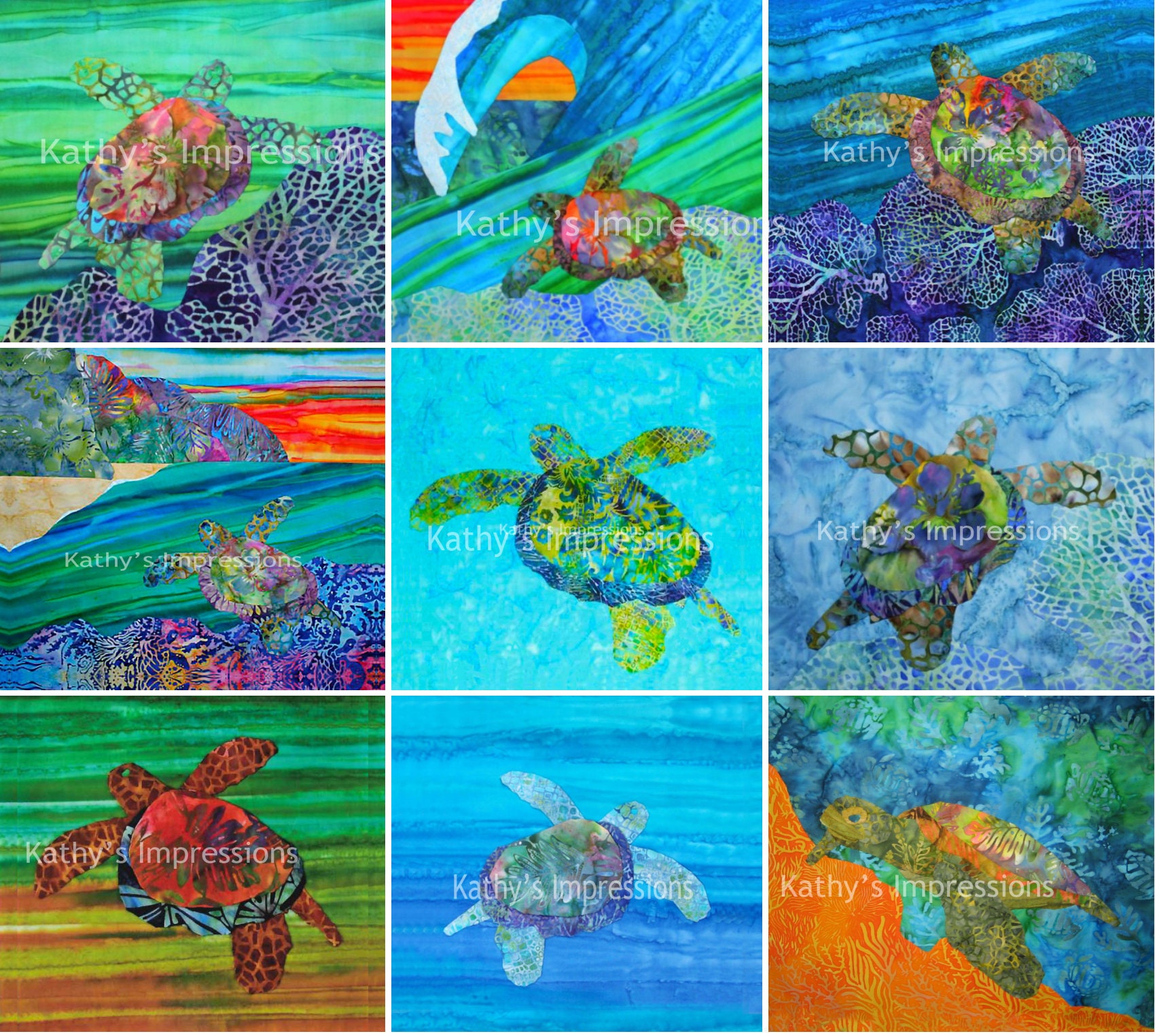 MOST POPULAR Tropical Hawaiian Fabric Quilt Square 10.5/" Sets Beach Blocks