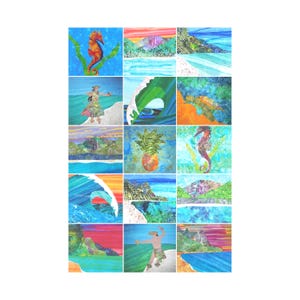 Hawaii Ana Closeout Fabric Sets: Tropical Beach Hawaiian Sea Life Regular Color Quilt Blocks