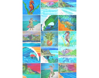 Hawaii Ana Closeout Fabric Sets Tropical Beach Hawaiian Sea Life Regular Color Quilt Blocks